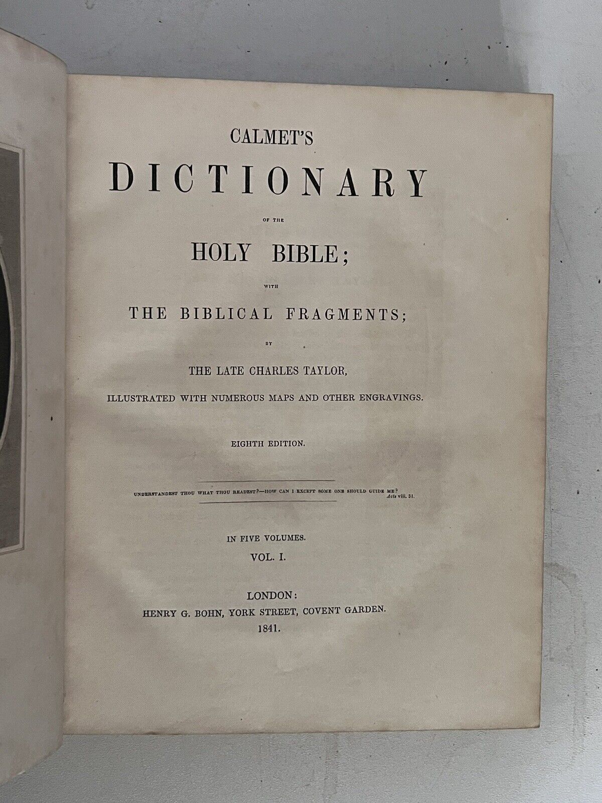 Calumet's Dictionary of the Holy Bible by Charles Taylor 1841