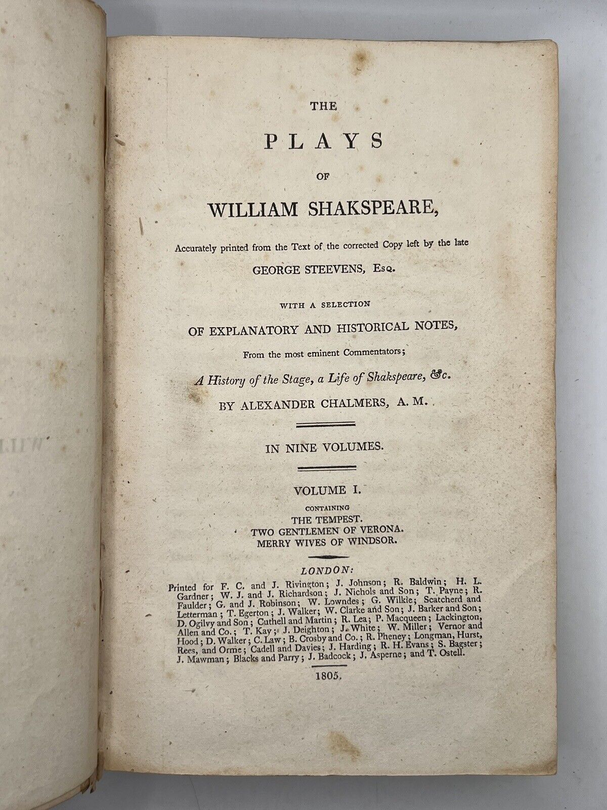 The Plays of William Shakespeare 1805: The Chalmers Edition