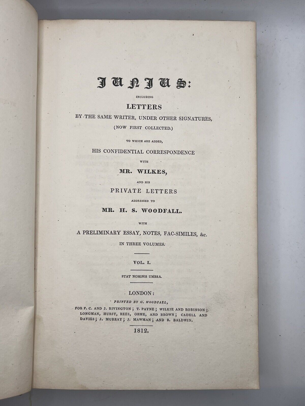 The Letters of Junius 1812 First Collected Edition