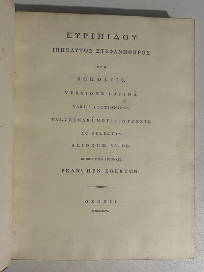 Euripides 1796 The Clarendon Press, Chatsworth Copy