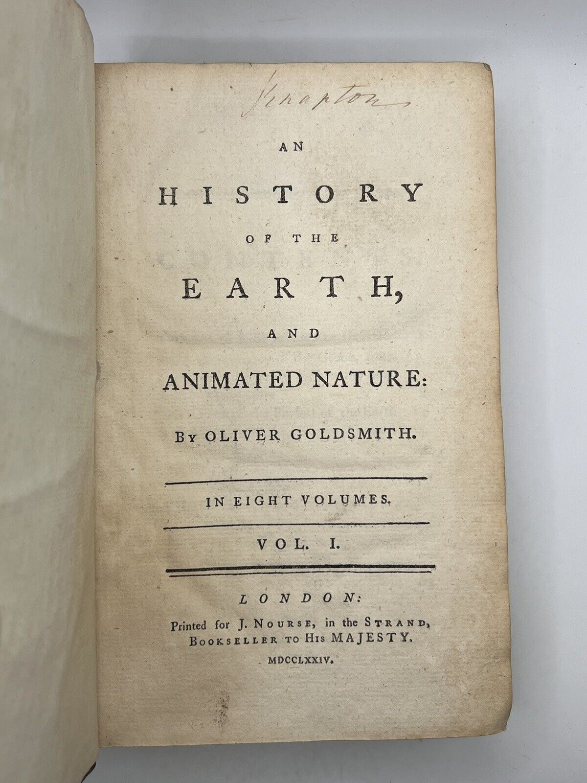 The History of the Earth and Animated Nature 1774 Oliver Goldsmith First Edition