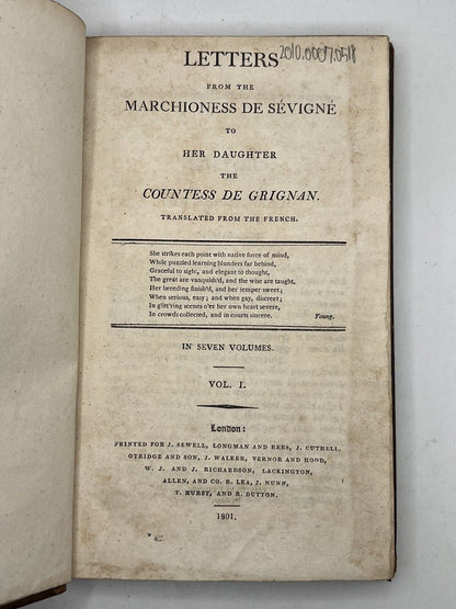 The Letters from the Marchioness de Sevigne to Her Daughter 1801