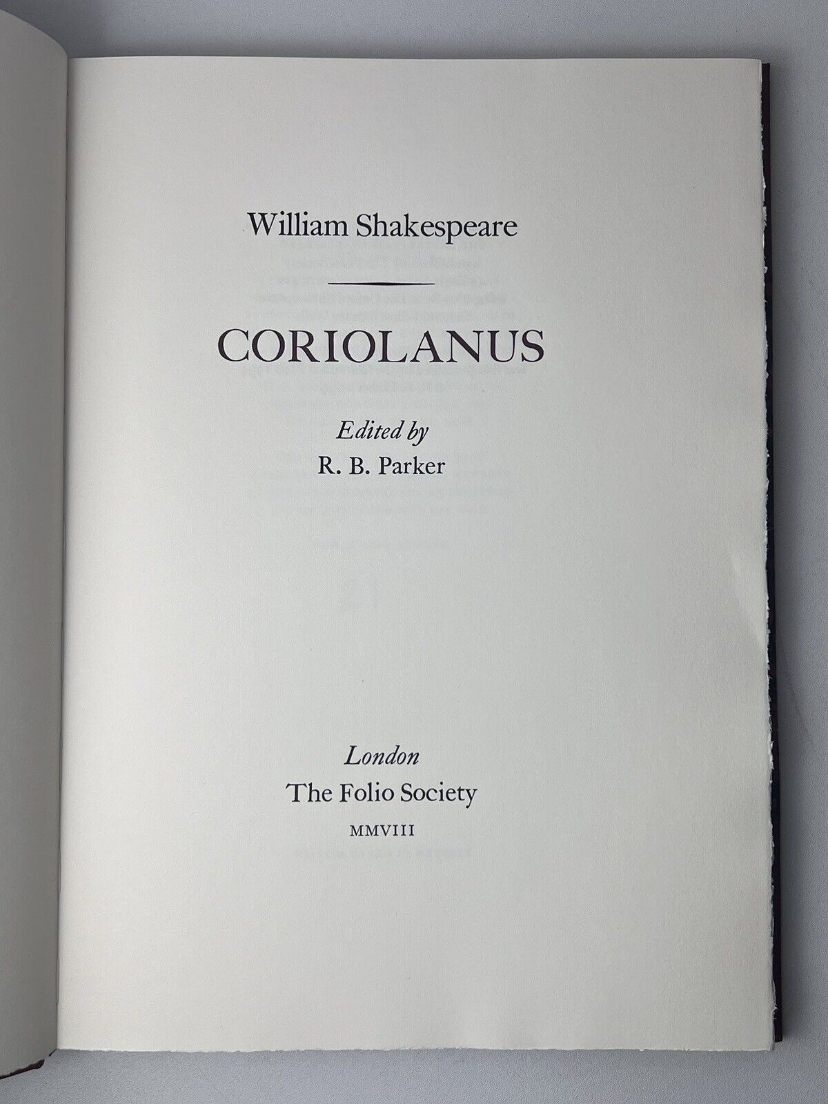 Coriolanus by William Shakespeare 2008 Folio Society, The Letterpress Shakespeare no. 21