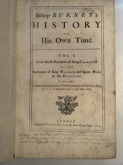 Burnet's History of His Own Time 1724 First Edition