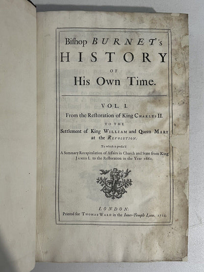 Burnet's History of His Own Time 1724-34 First Edition