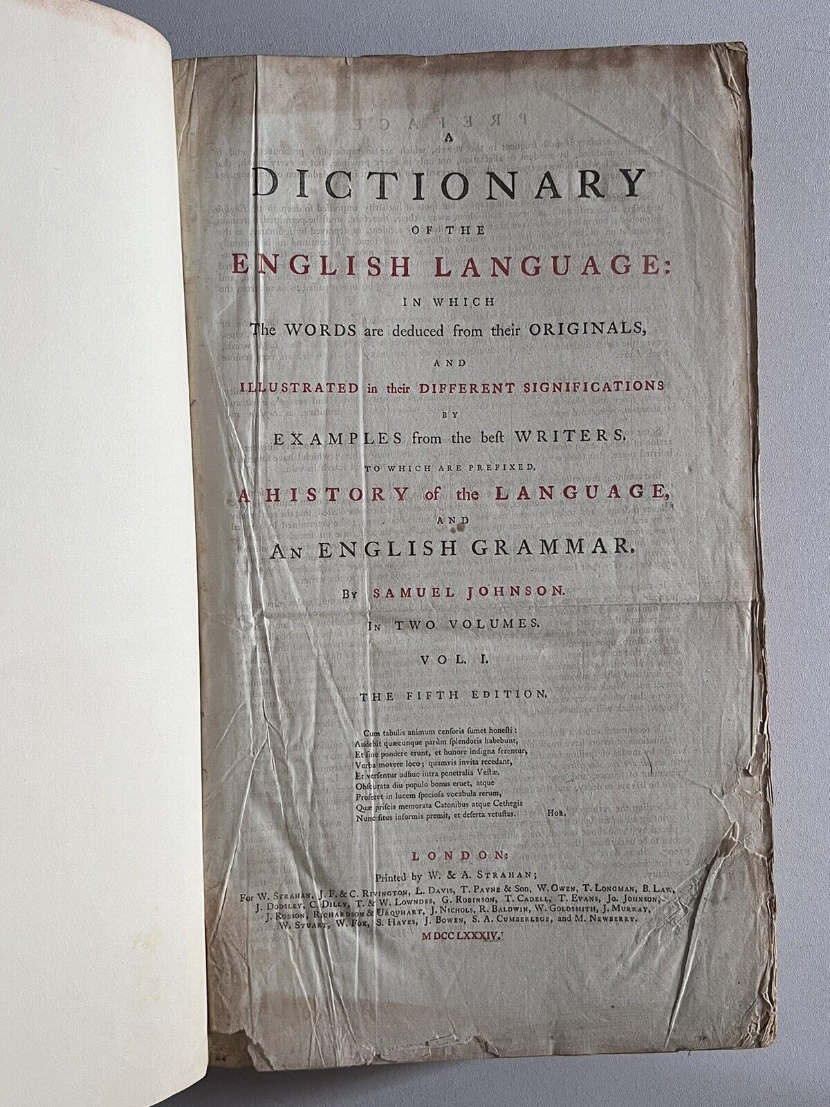 Samuel Johnson's Dictionary of the English Language 1784