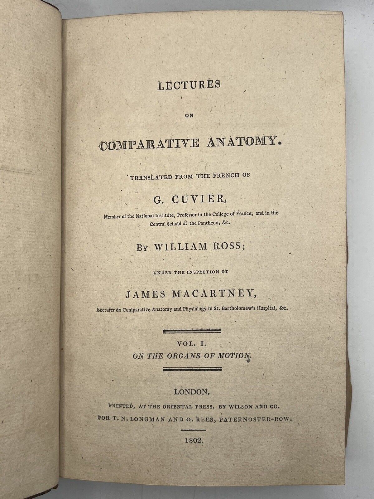 Lectures on Comparative Anatomy by William Ross 1802