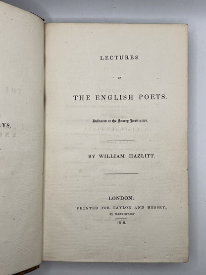 Lectures on the English Poets by William Hazlitt 1818 First Edition