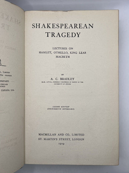 Lectures on Shakespearean Tragedy by A. C. Bradley 1919