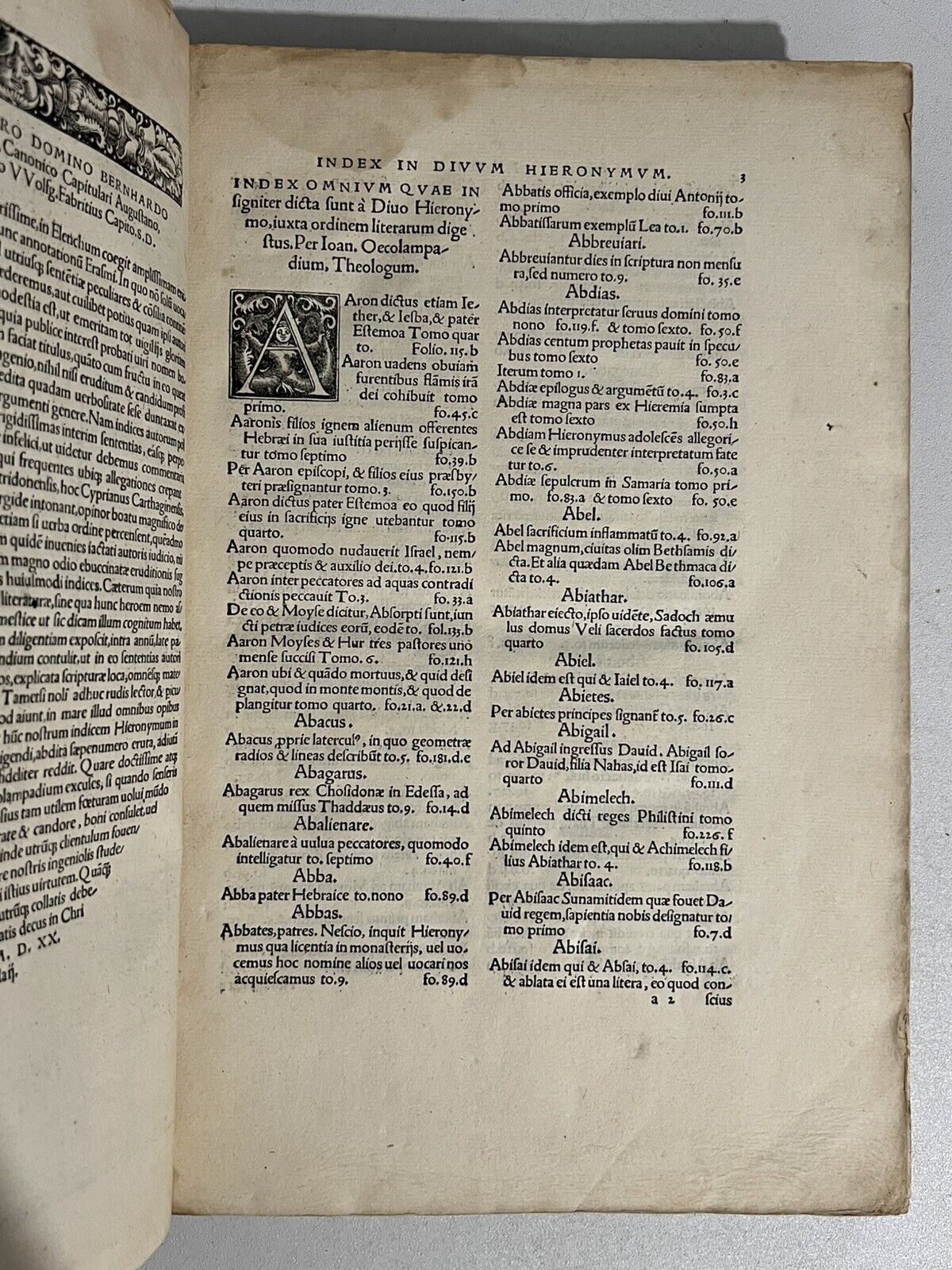 Index to St. Jerome 1520 Froben