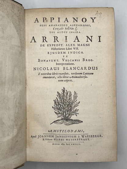 Arrian's History of Alexander the Great 1668 Blancard's Edition