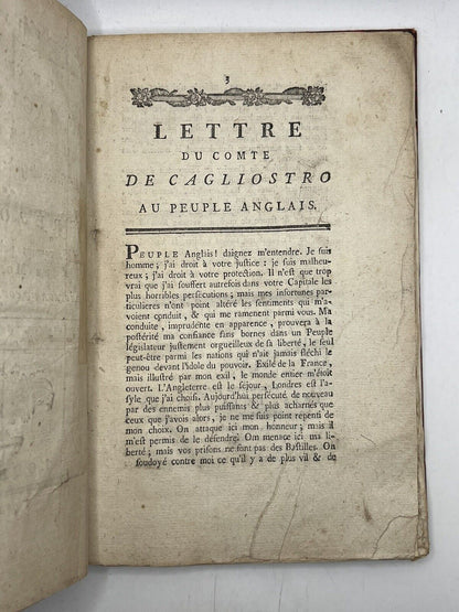 Cagliostro's Letter to the English People 1787