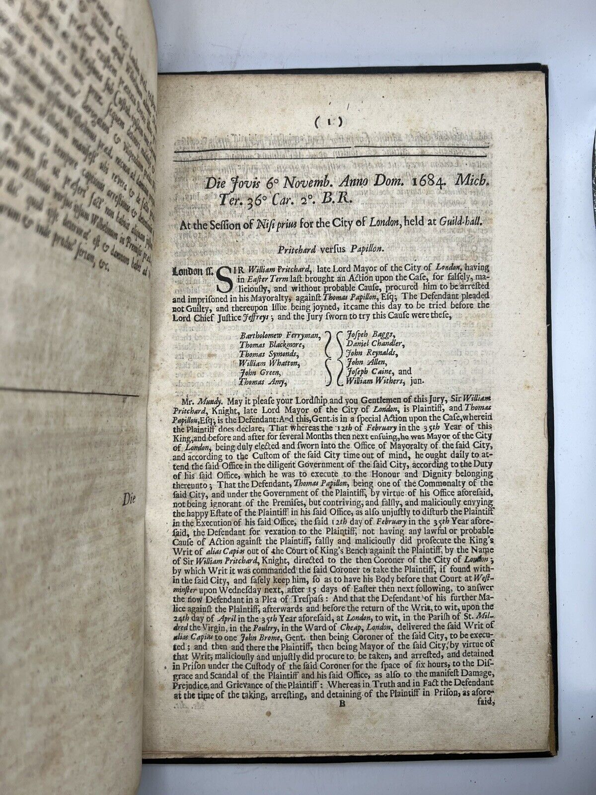 An Account of the Trial Between William Pritchard & Thomas Papillon 1689