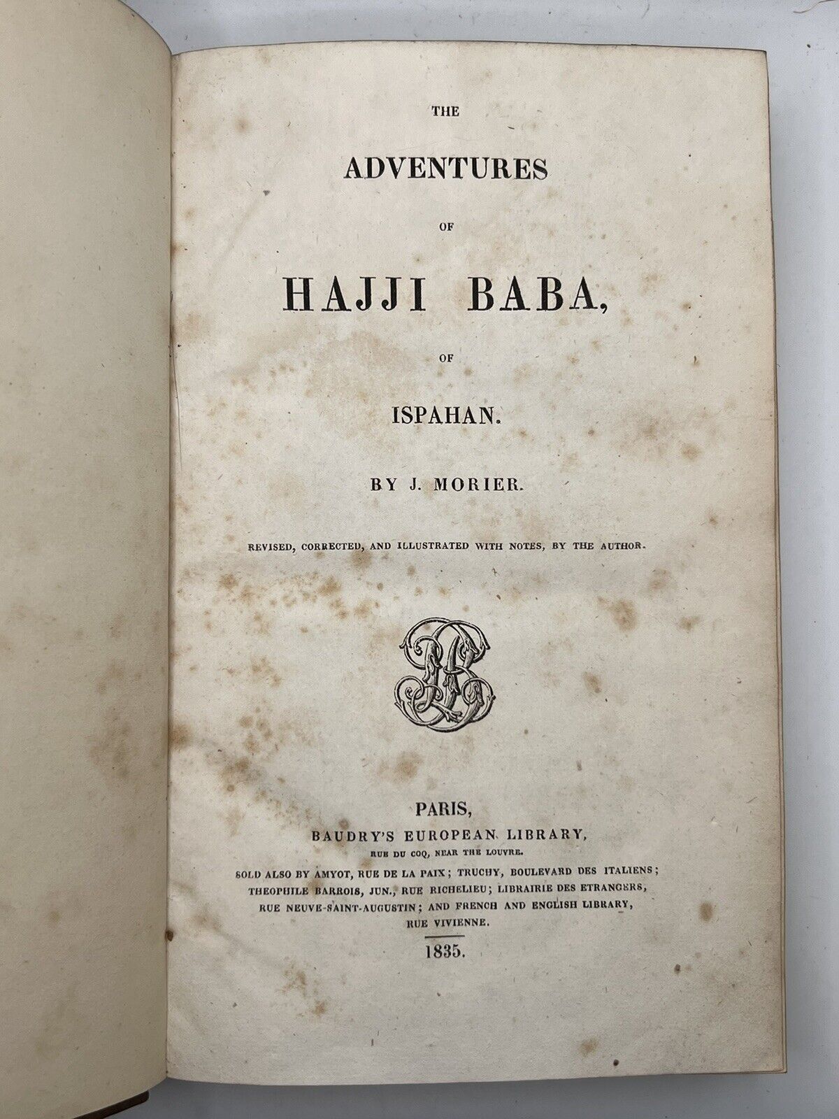 The Adventures of Hajji Baba of Ispahan 1835