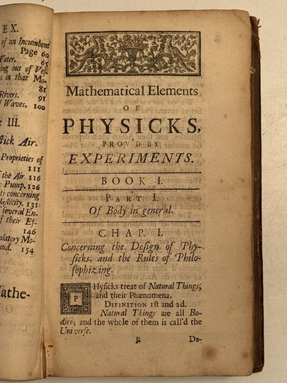 Gravesande on Isaac Newton's Principia Mathematica 1720 First Edition