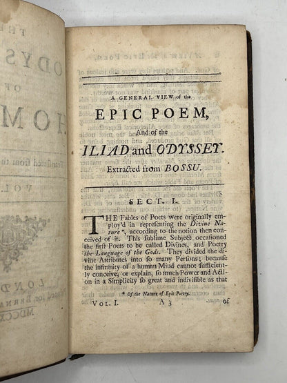 The Odyssey of Homer 1725 Alexander Pope Translation First Edition Thus