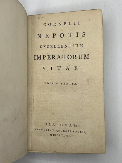 Cornelius Nepos Ancient Roman Biographies 1777 Foulis Press