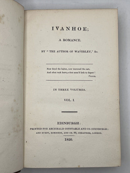 Ivanhoe by Sir Walter Scott 1820 First Edition First Impression