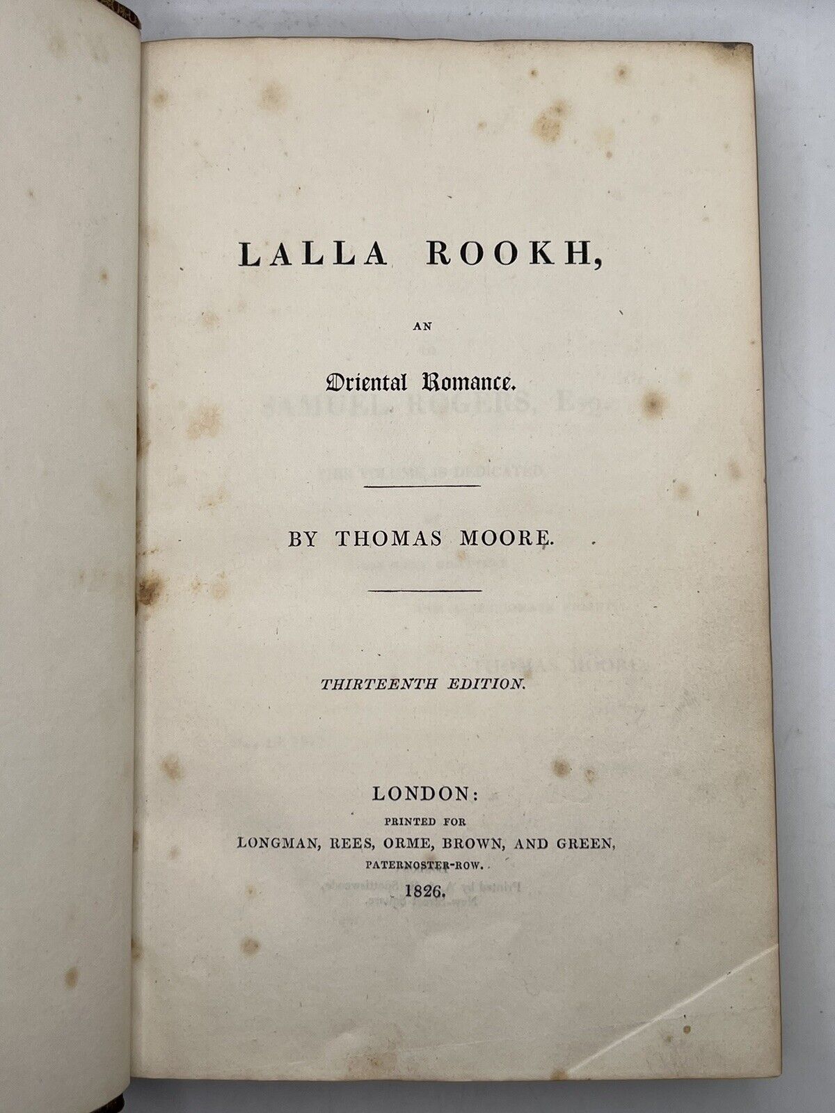 Lalla Rookh, an Oriental Romance by Thomas Moore 1826