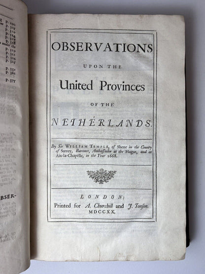 The Works of Sir William Temple 1720 First Edition