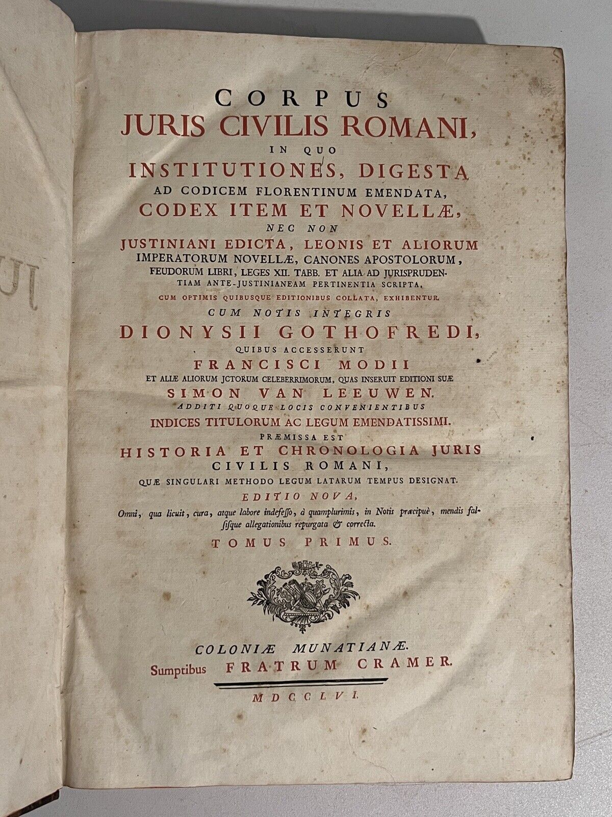 Justinian: Roman Civil Law 1756