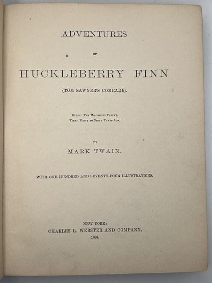 Huckleberry Finn by Mark Twain 1885 First American Edition in Original Cloth