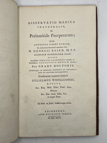 On Peritonitis in Postpartum Women by D. George Baird 1796