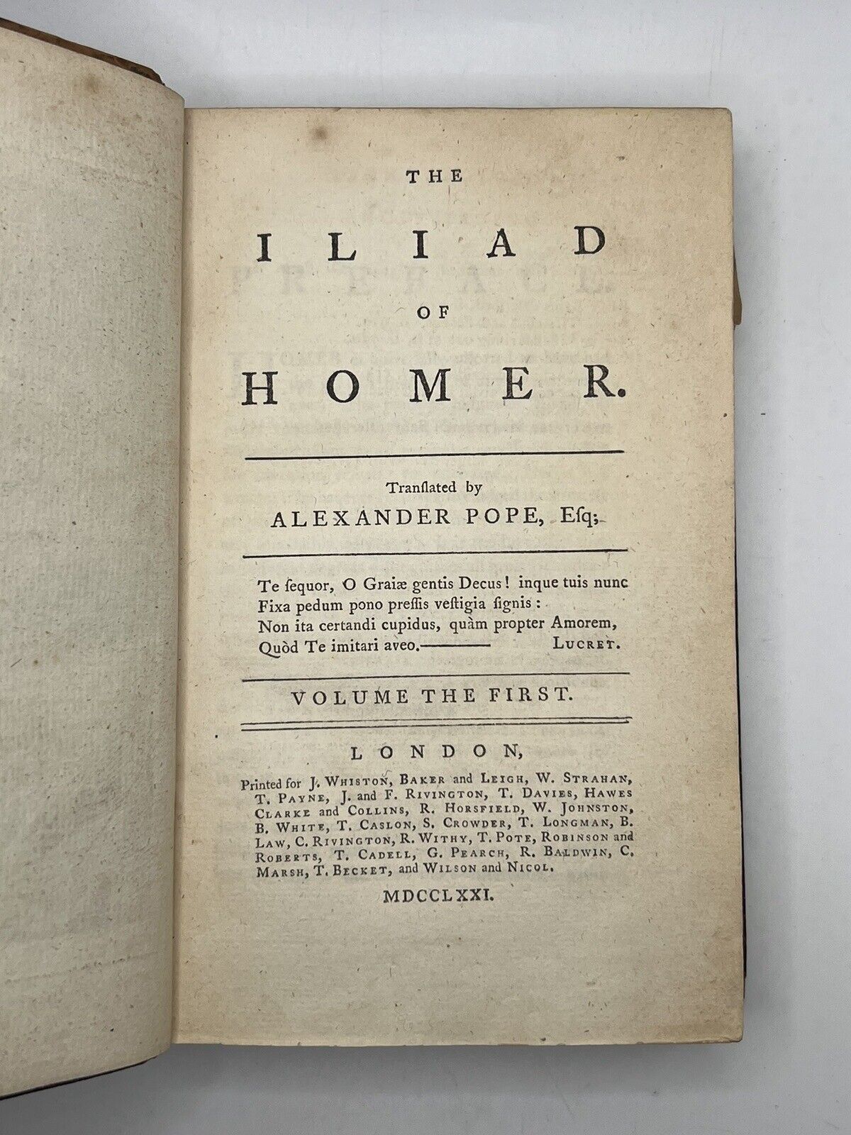 Homer's Iliad and Odyssey 1771 Alexander Pope Edition