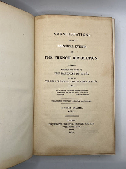 The Principal Events of the French Revolution 1818 First Edition