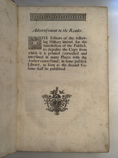 Burnet's History of His Own Time 1724 First Edition