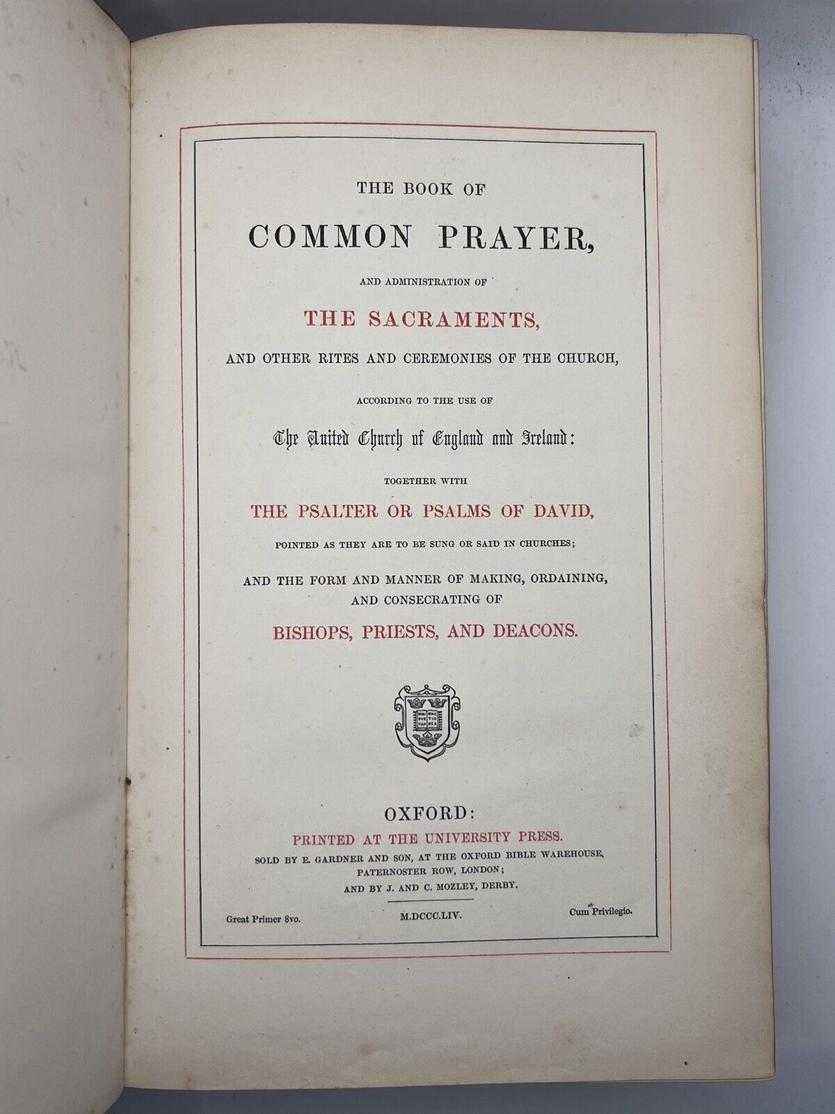 Antique Book of Common Prayer 1854