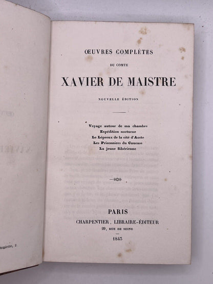 The Complete Works of Count Xavier de Maistre 1843