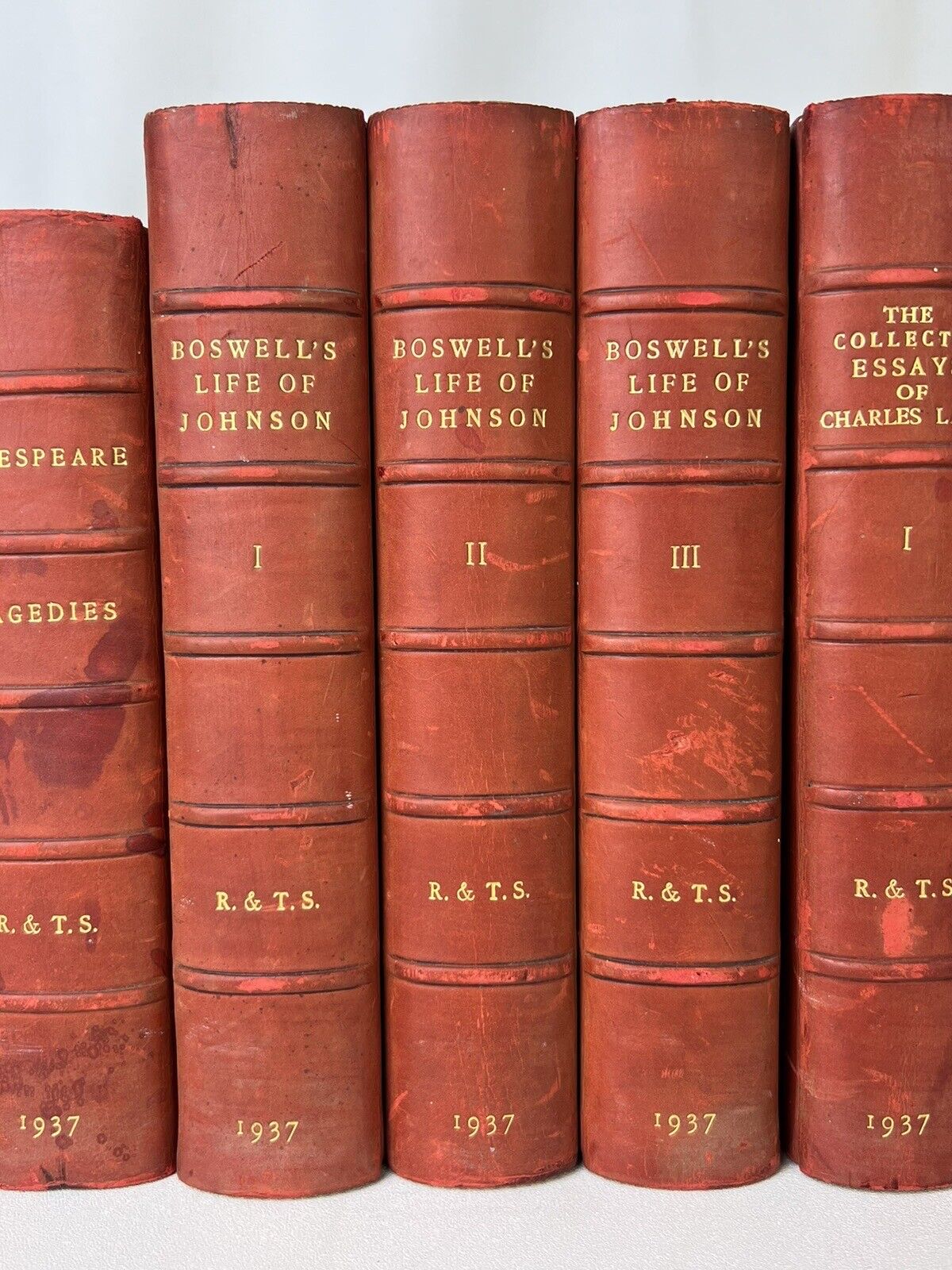 Bumpus Fine Bindings Set with Bookends: Shakespeare, Boswell, etc