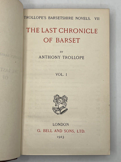 The Last Chronicle of Barset by Anthony Trollope 1923 Ramage Bindings