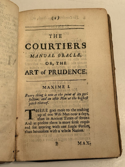 The Courtiers Manual Oracle by Baltazar Gracian 1685 First Edition in English
