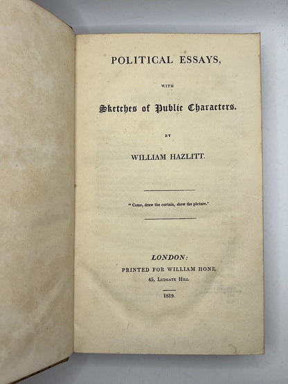 Political Essays by William Hazlitt 1819 First Edition