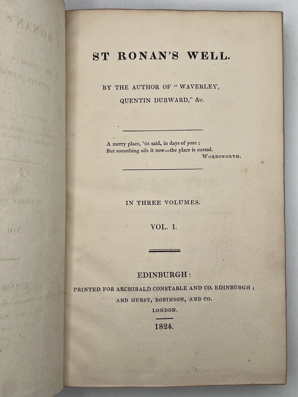 St Ronan's Well by Sir Walter Scott 1824 First Edition