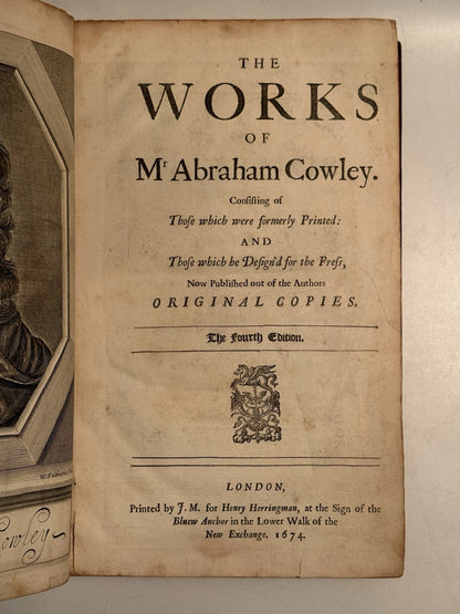 The Works of Abraham Cowley 1674-1689