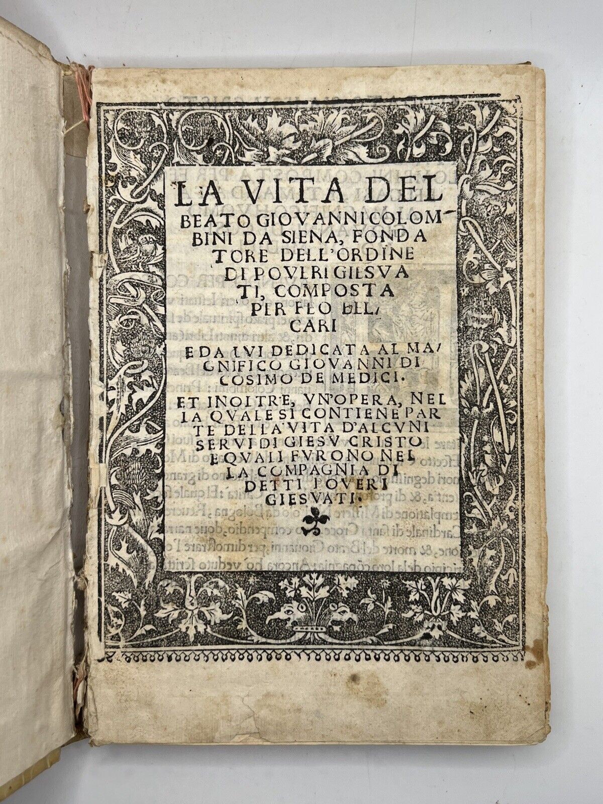 Feo Belcari's Life of Giovanni Colombini 1541