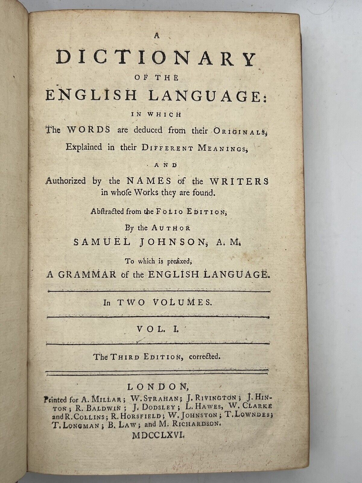 Samuel Johnson's Dictionary 1767 Third Edition