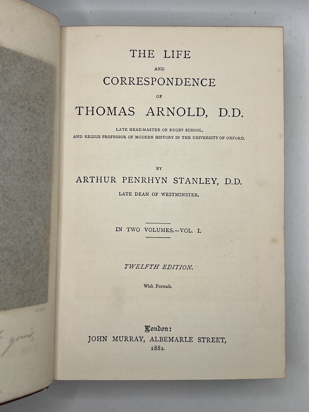 The Life of Thomas Arnold by Arthur Stanley 1881