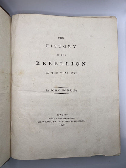 The History of the Rebellion by John Home 1802 First Edition