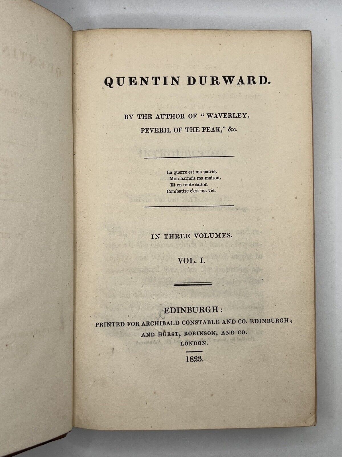 Quentin Durward by Sir Walter Scott 1823 First Edition