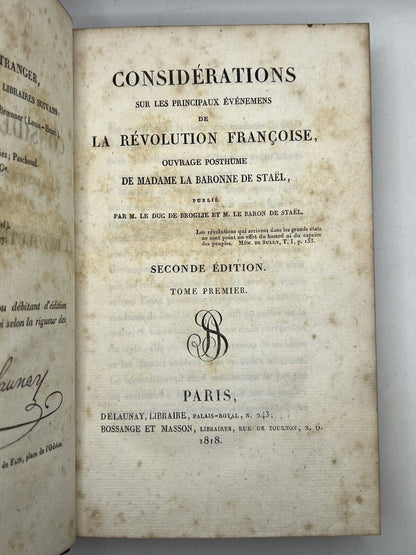 The History of the French Revolution by Madame De Stael 1818