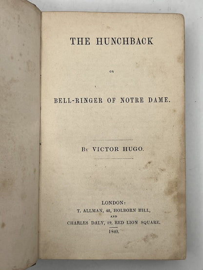 The Hunchback of Notre Dame by Victor Hugo 1840 Early English Edition Rare