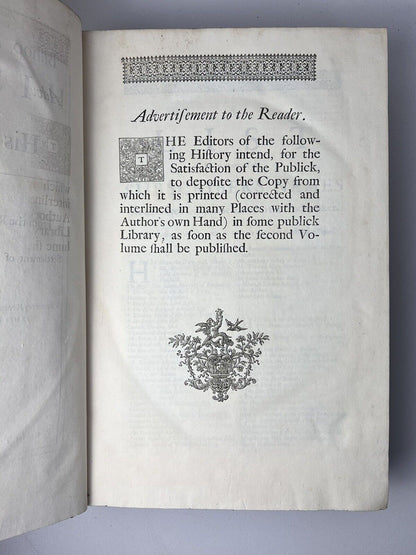 Burnet's History of His Own Time 1724-34 First Edition