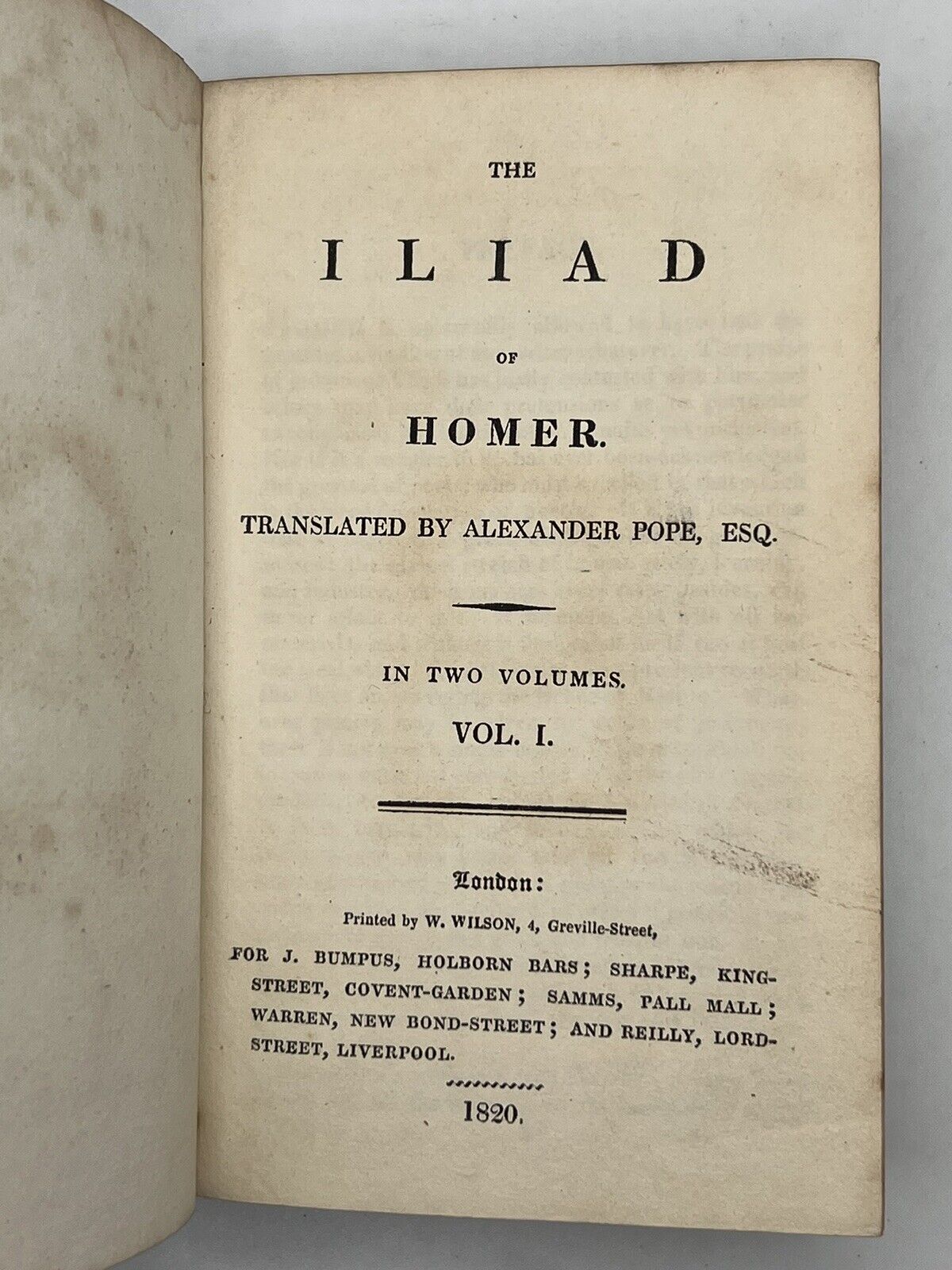 The Iliad and The Odyssey by Homer 1820 Alexander Pope Translation