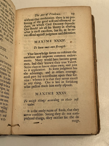 The Courtiers Manual Oracle by Baltazar Gracian 1685 First Edition in English