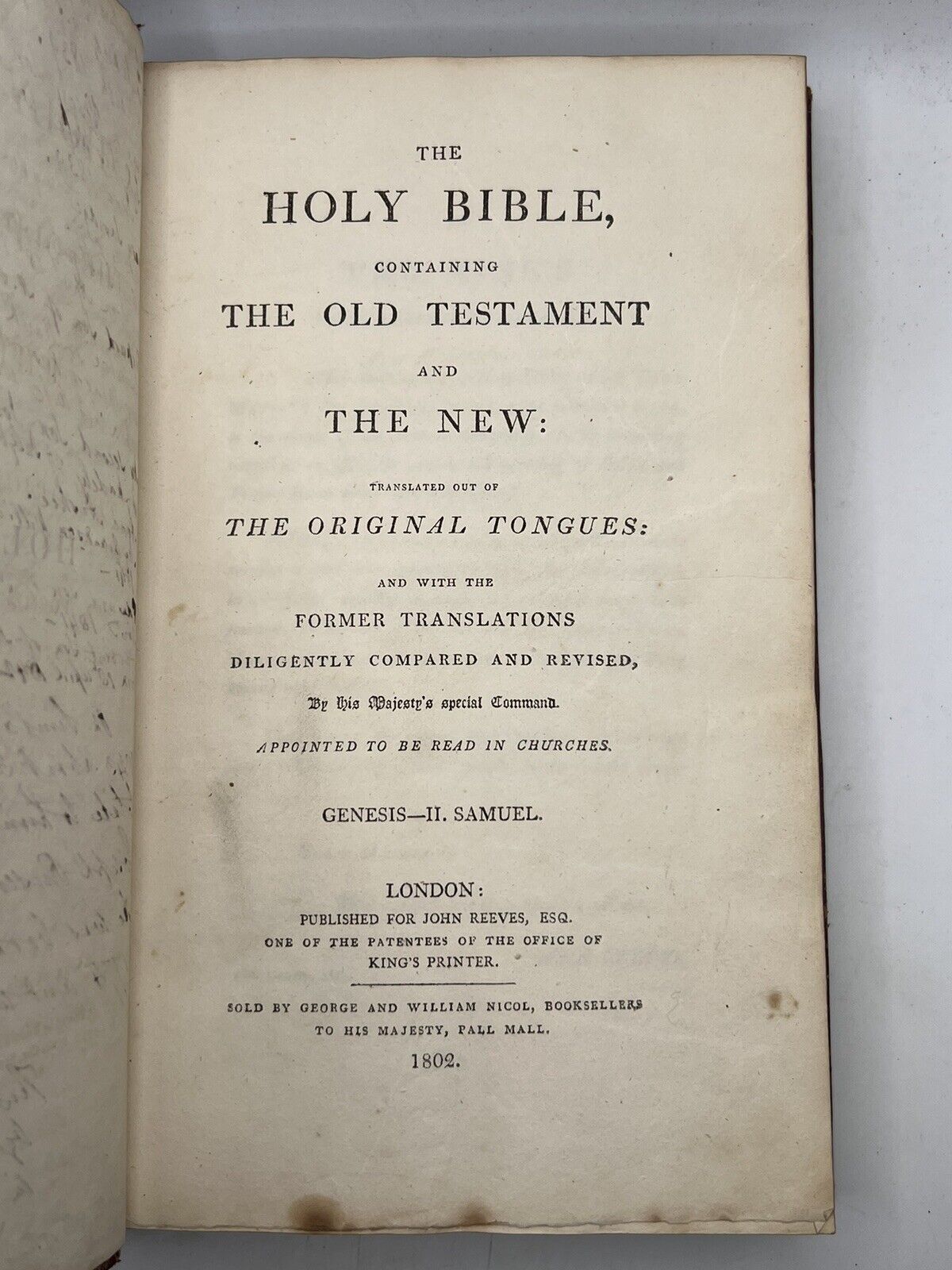 Antique King James Bible 1802