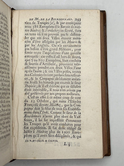 The Memoirs of Bourdonnais 1751 French & Indian History